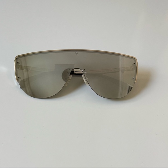 Alexander McQueen Oversize Mask Sunglasses AM04574-004 Silver Grey 99mm-1-145 main image 9